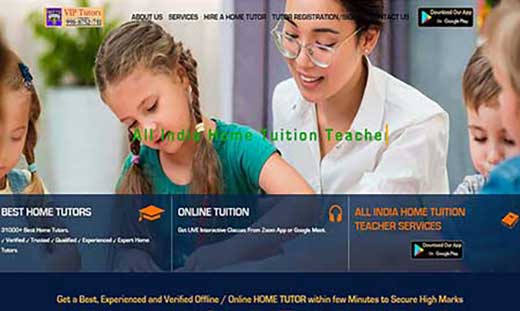 VIP Tutors Registration Website developer in south Delhi