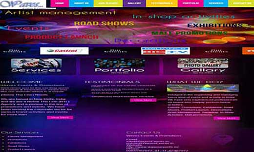 Events Management Company Website developer in south Delhi